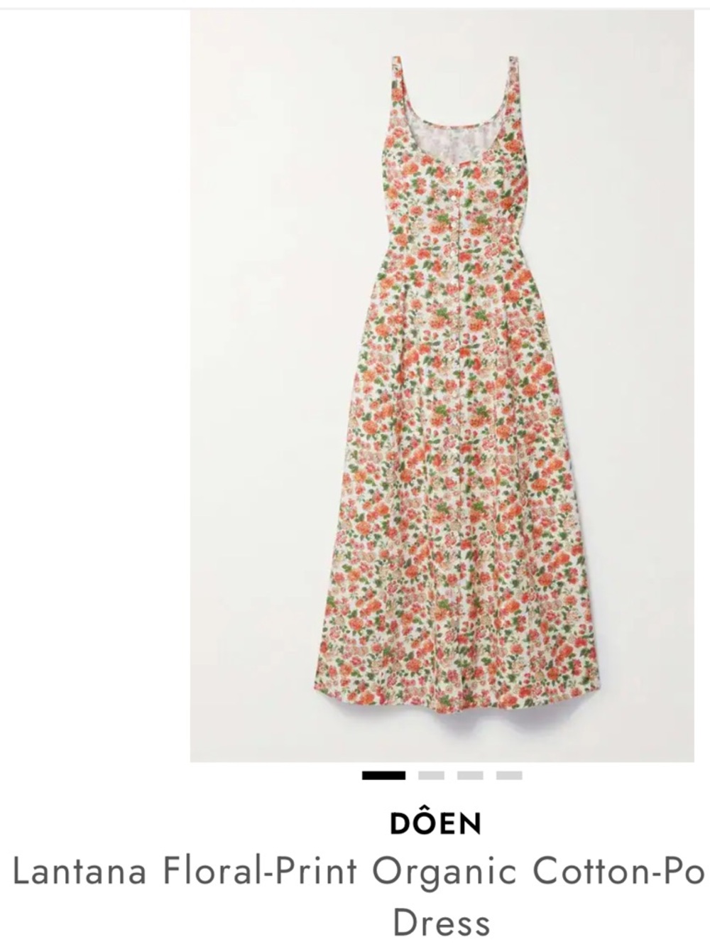 Doen Lantana Floral Midi Dress - Cream, Pink & Green